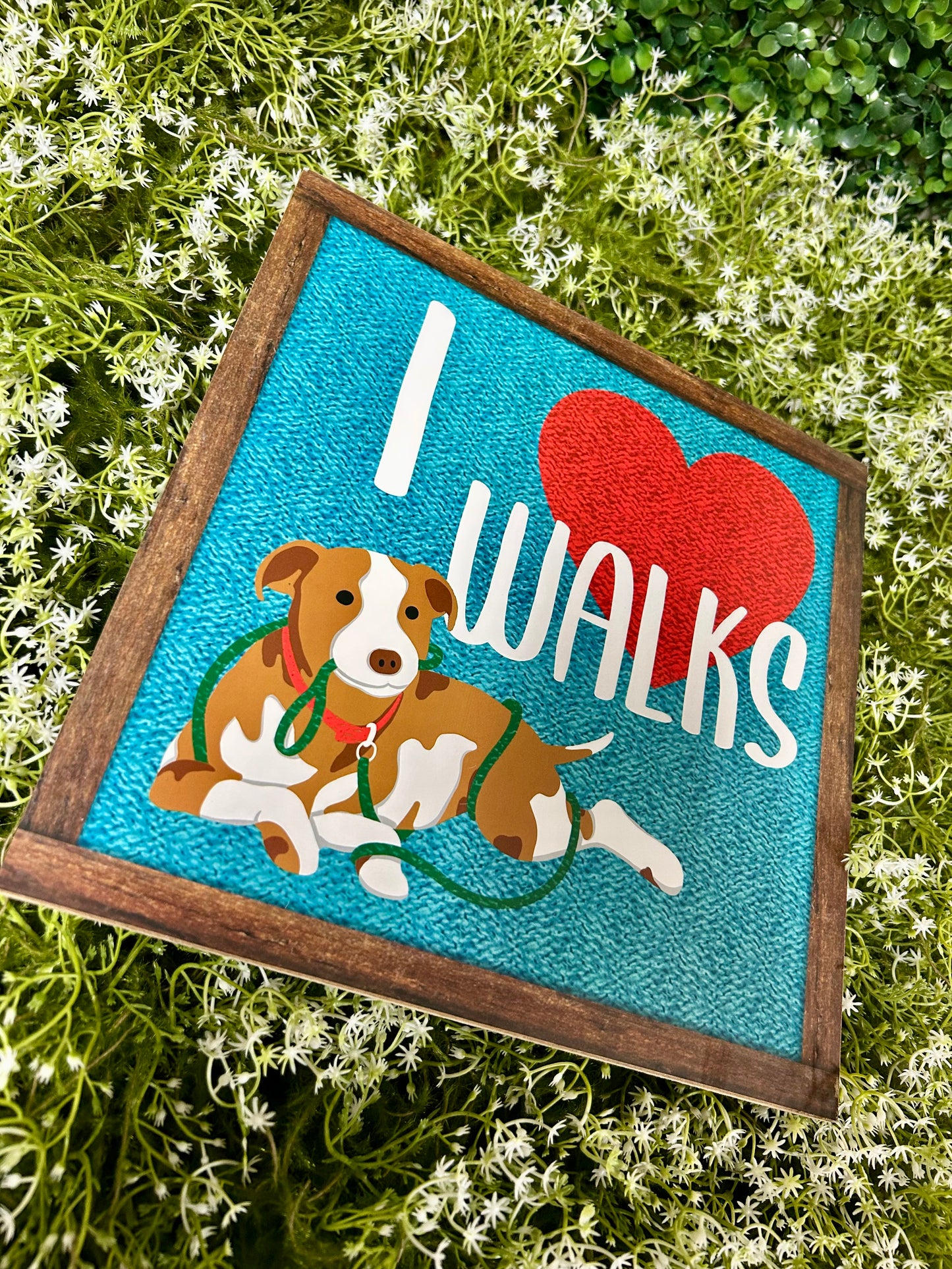 10 Inch Square I Heart Walks Wood Sign