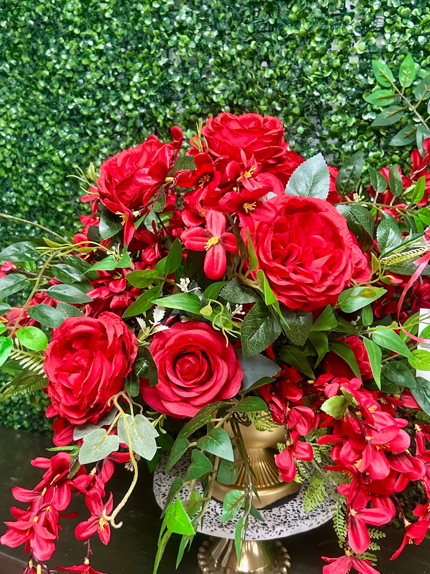 Red Floral Table Arrangement