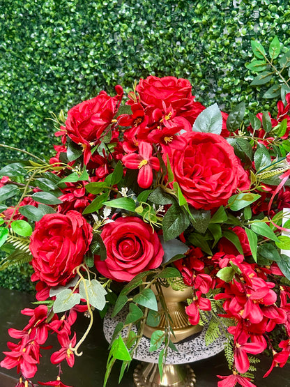 Red Floral Table Arrangement