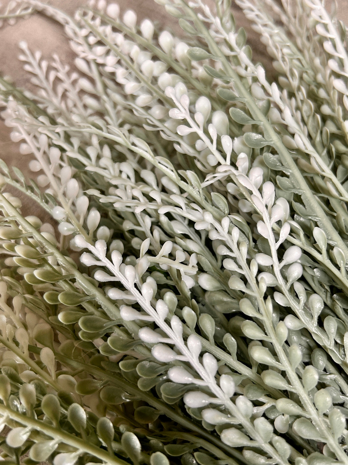 16 Inch Frosted White Bead Grass Bush