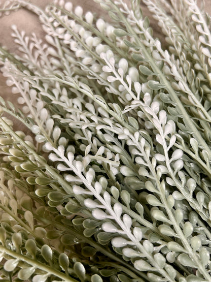 16 Inch Frosted White Bead Grass Bush