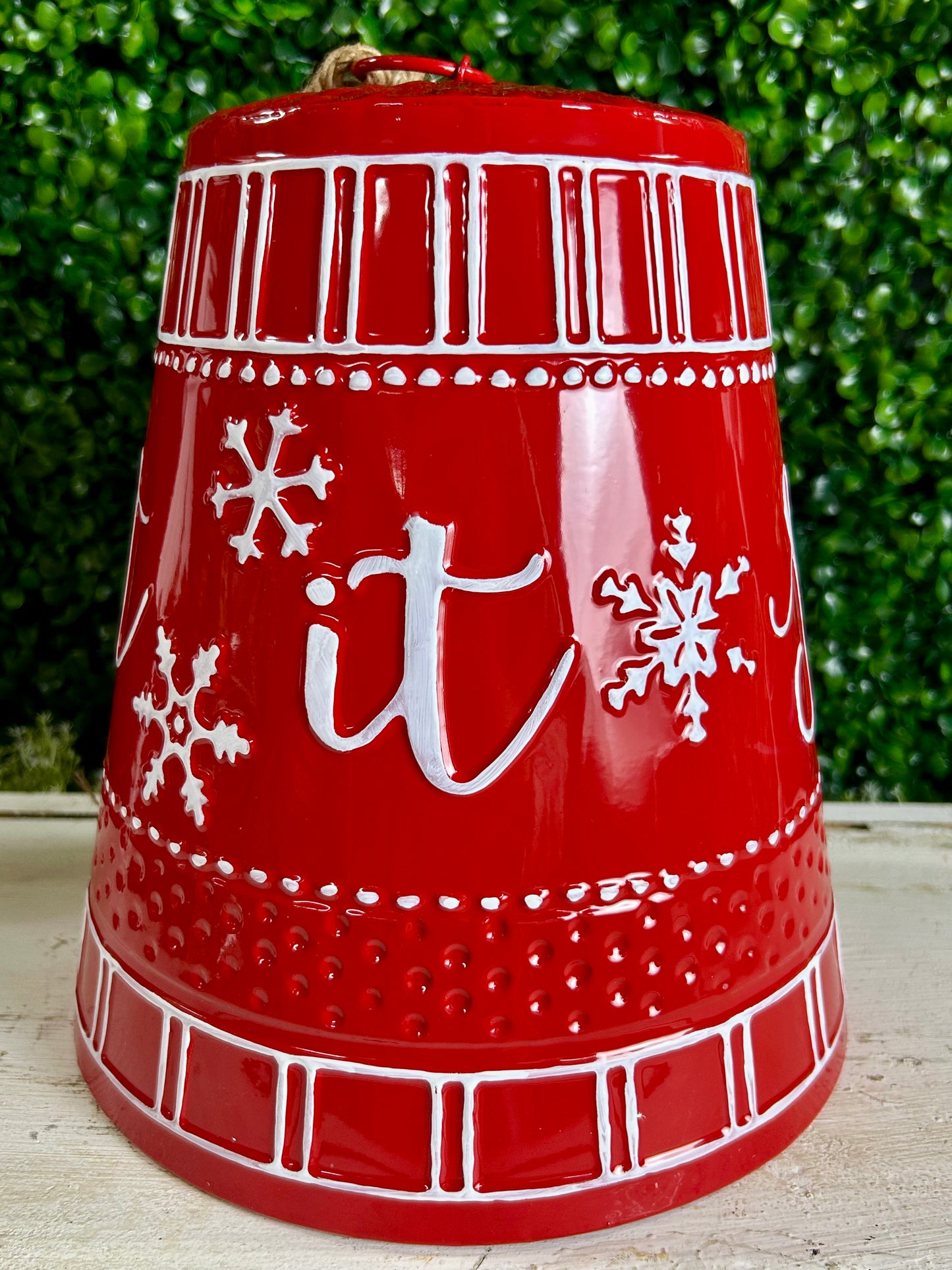 9.75 Inch Red Let It Snow Metal Hanging Bell