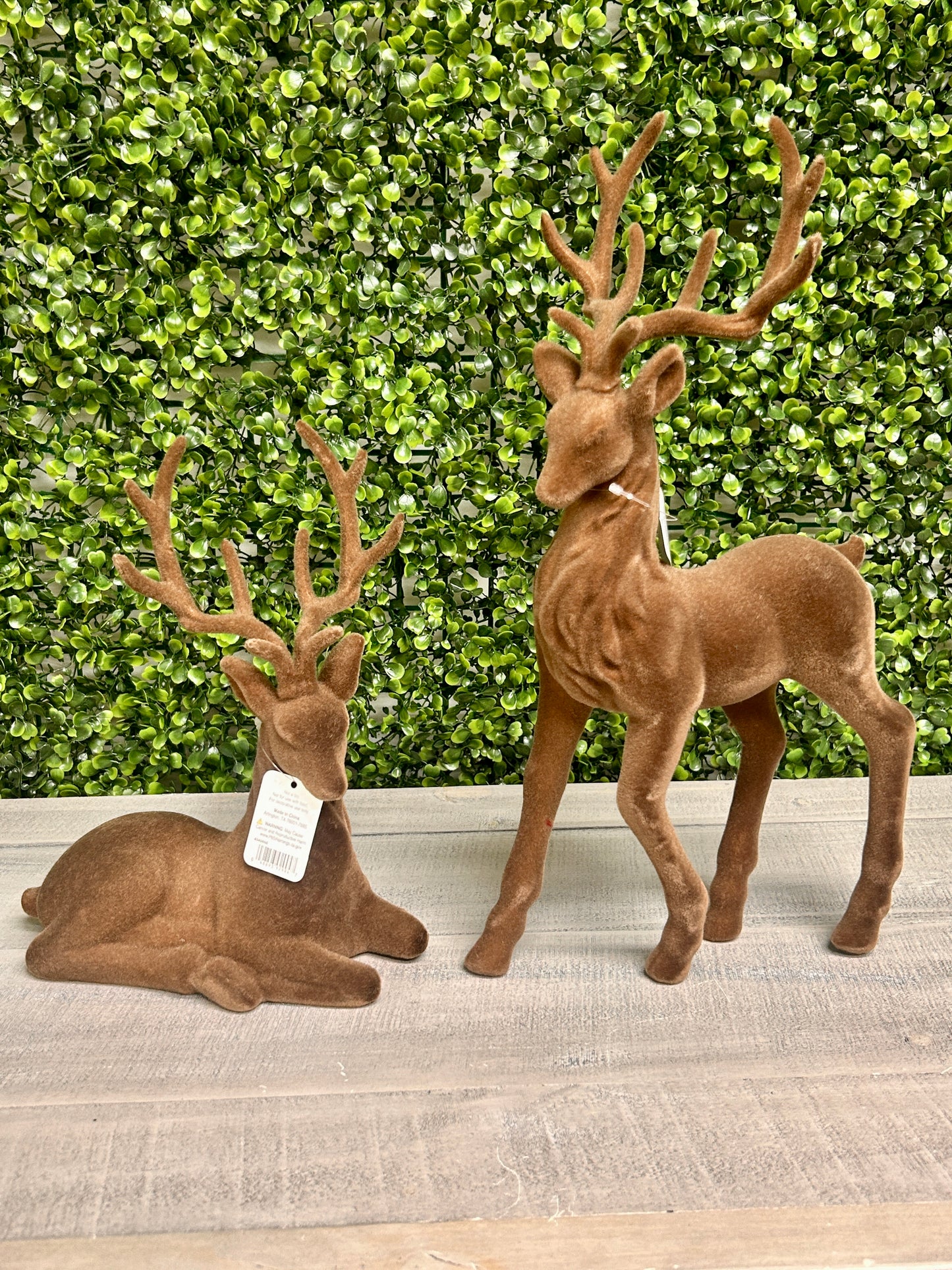 15 Inch Brown Flocked Deer Two Styles