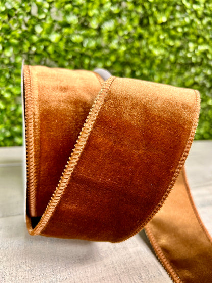 2.5 Inch By 10 Yard Chocolate Deluxe Velvet With Satin Backing Ribbon