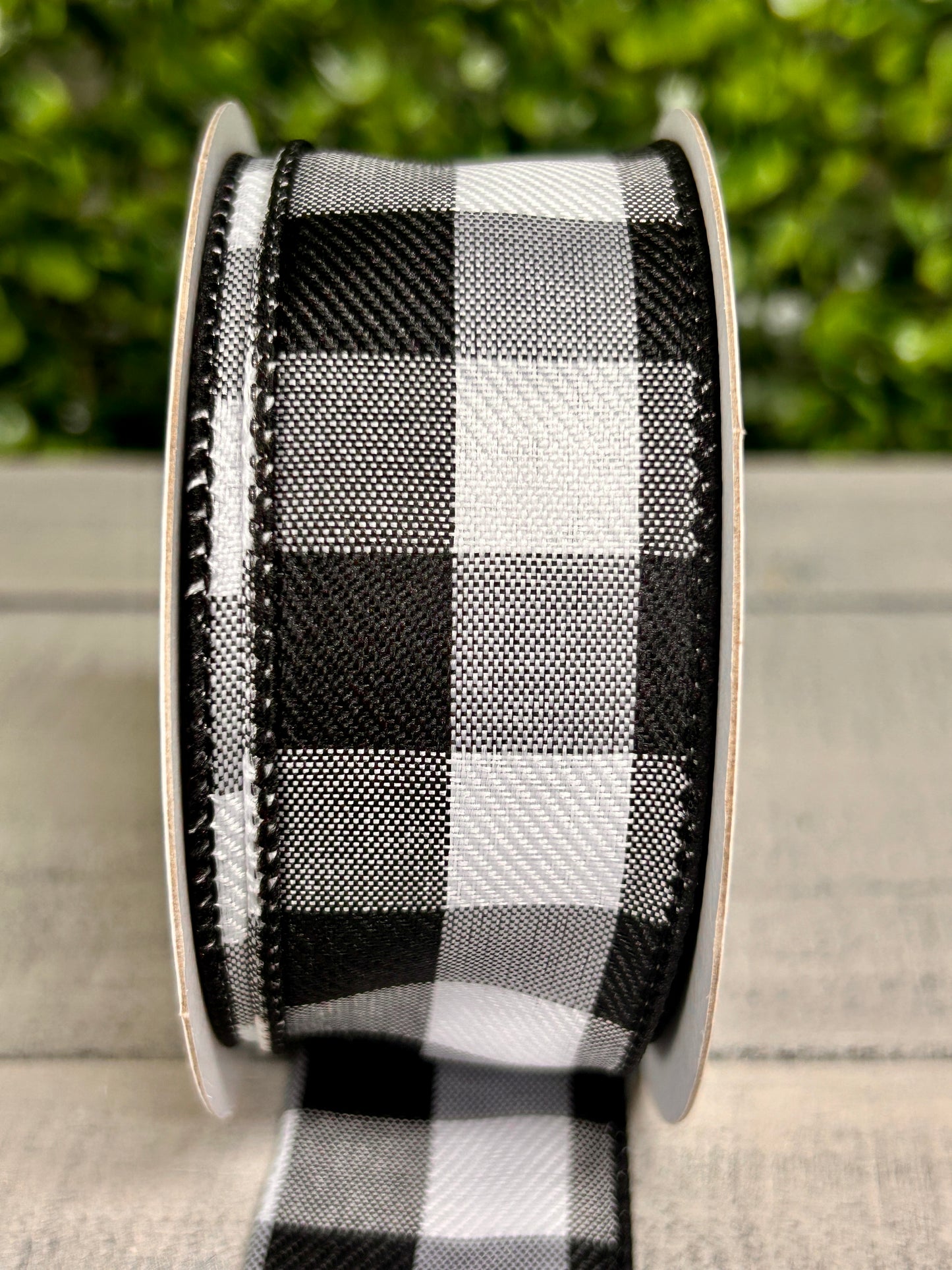 1.5 Inch By 10 Yard Black Grey And White Check Ribbon