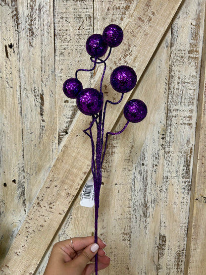 18 Inch Purple Glitter Ball Spray