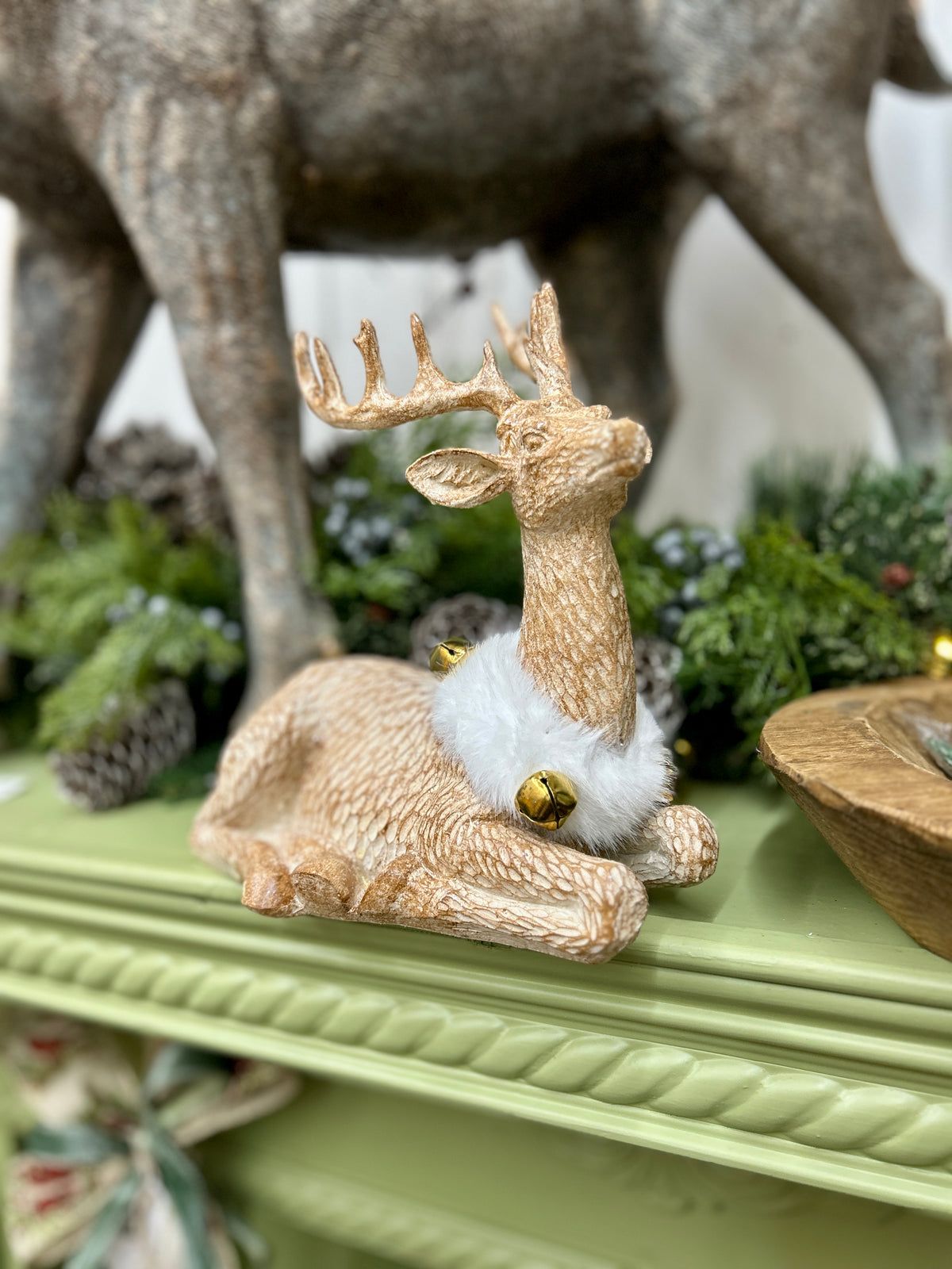 9 Inch Brown Ceramic Laying Deer
