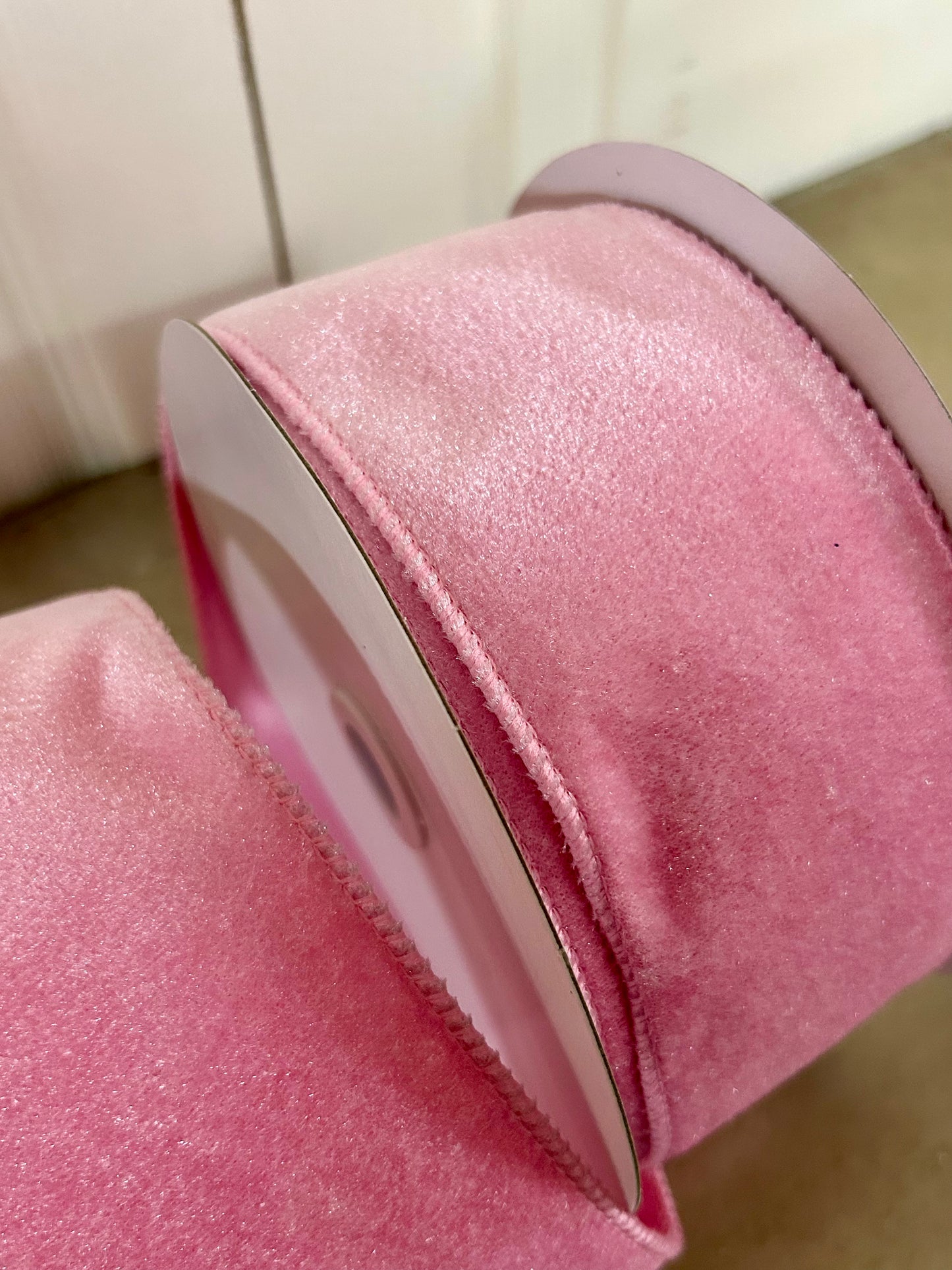 2.5 Inch By 10 Yard Light Pink Deluxe Velvet With Satin Backing Ribbon
