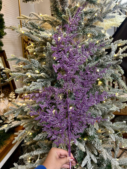 29 Inch Purple Glittered Fern Spray