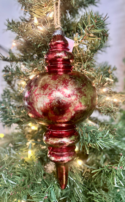 13 Inch Red And Gold Finial Ornament