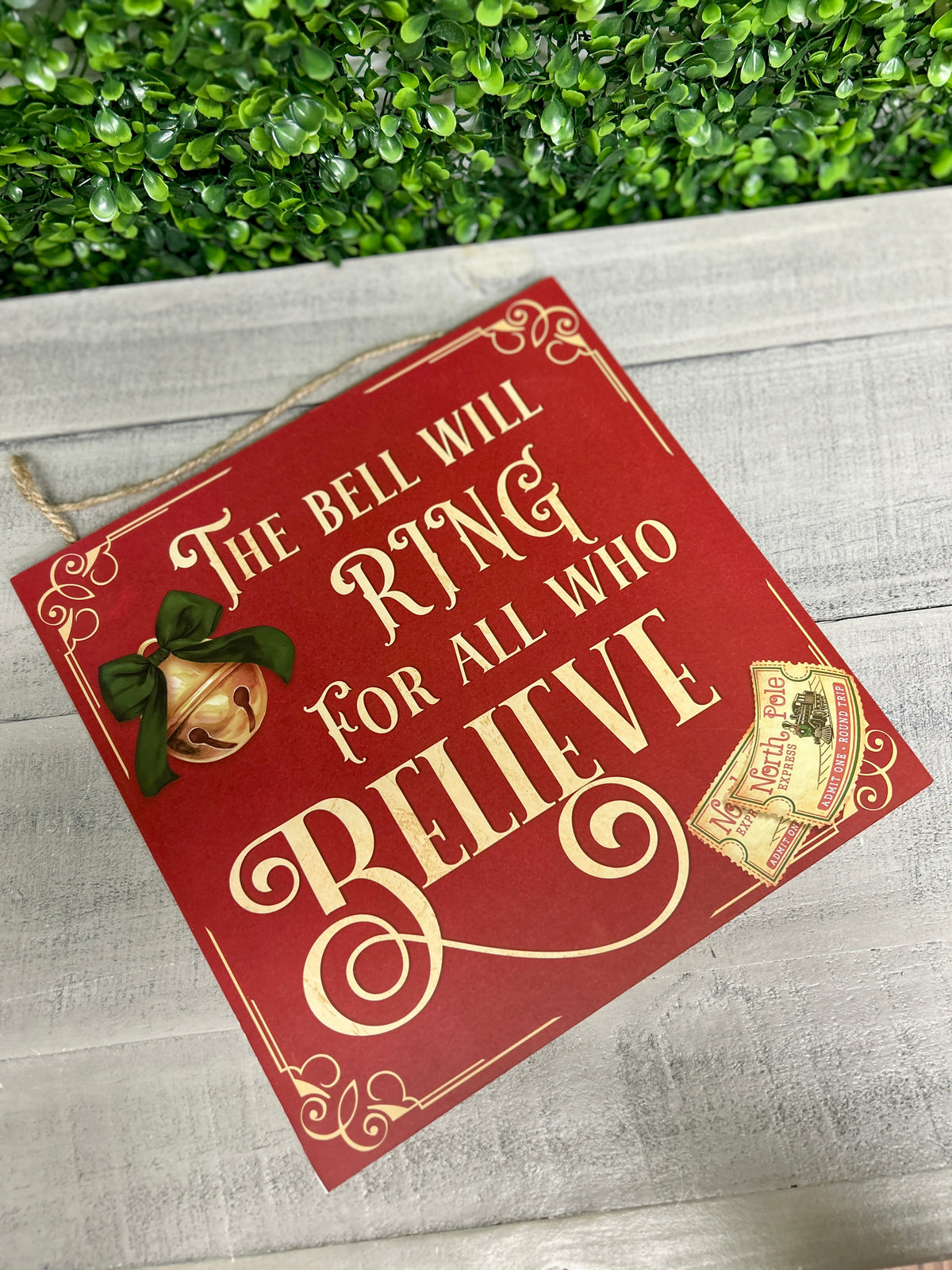 10 Inch Square The Bell Will Ring Wood Sign