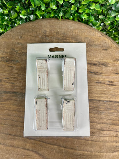 Silver Distressed Magnetic Metal Clips - Set of 4