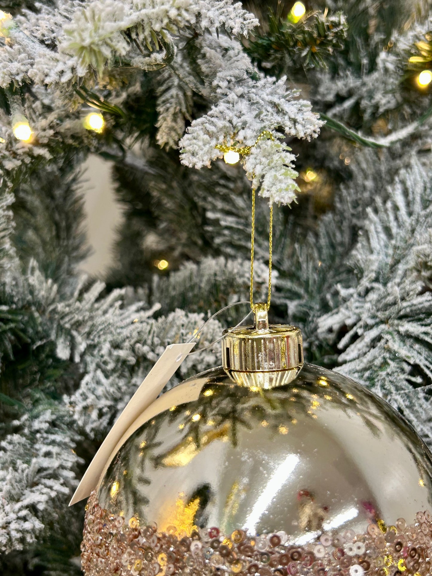 5 Inch Champagne Sequin Ball Ornament