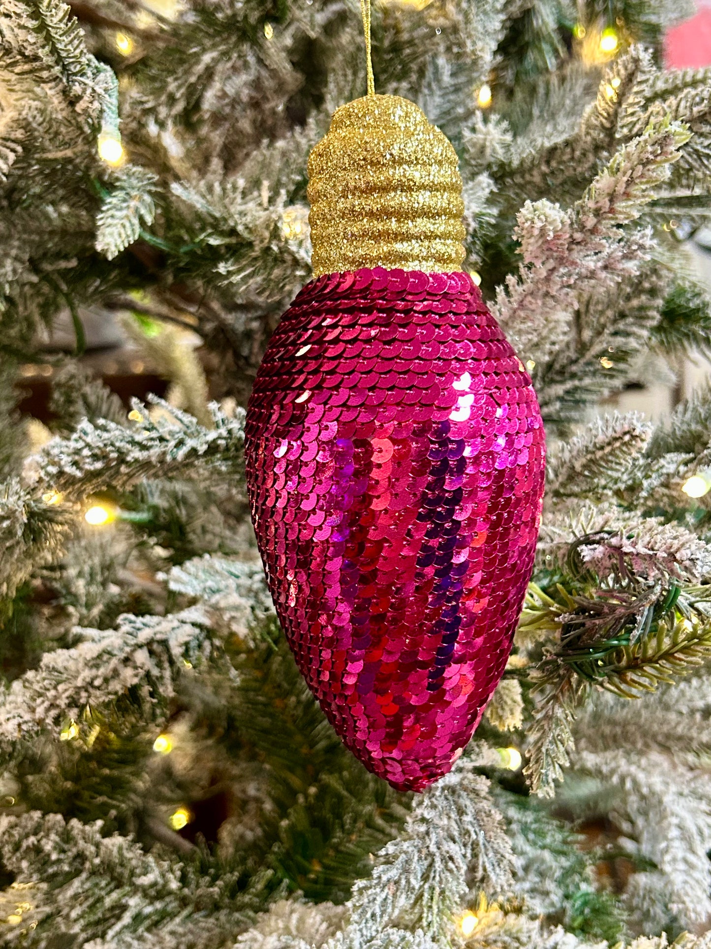 7 Inch Hot Pink Snazzy Sequin Light Bulb Ornament