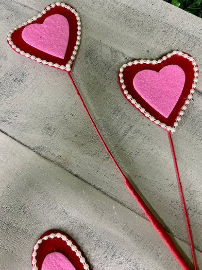 25 Inch Felt Pearl Chain Heart Spray