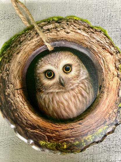 5.25 Inch Owl In A Tree Metal Sign