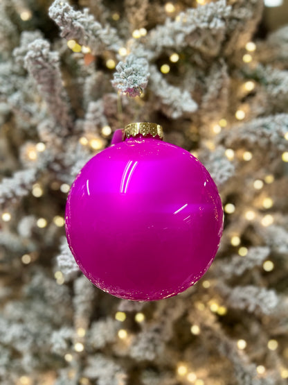 6 Inch Fuchsia Lacquer Look Ornament