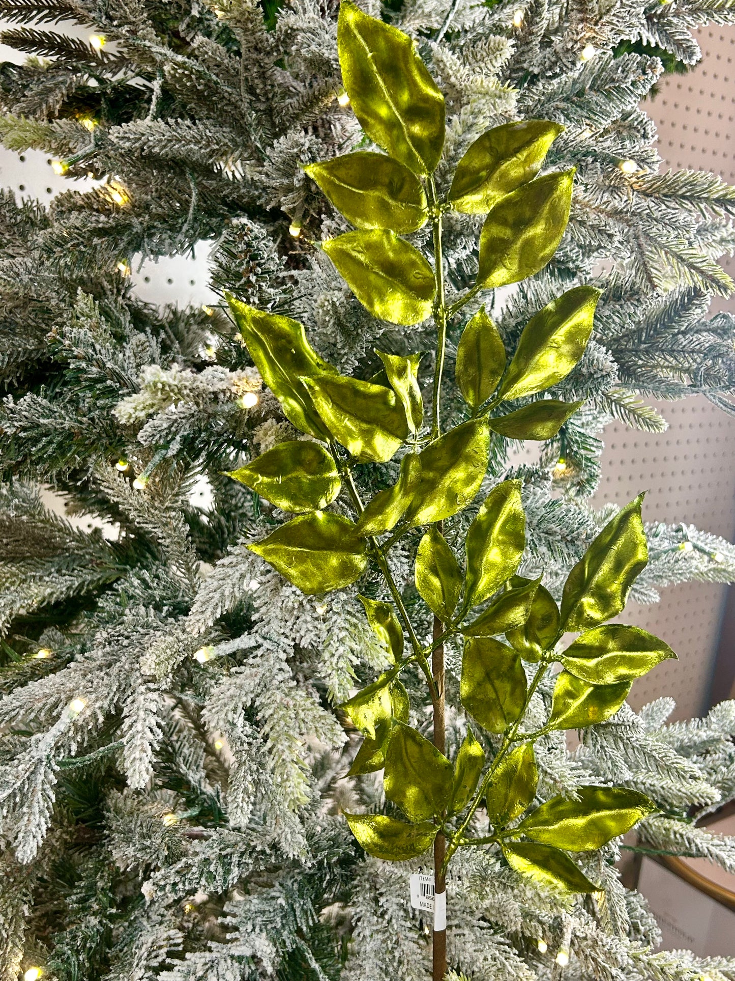29 Inch Lime Green Metallic Leaf Spray