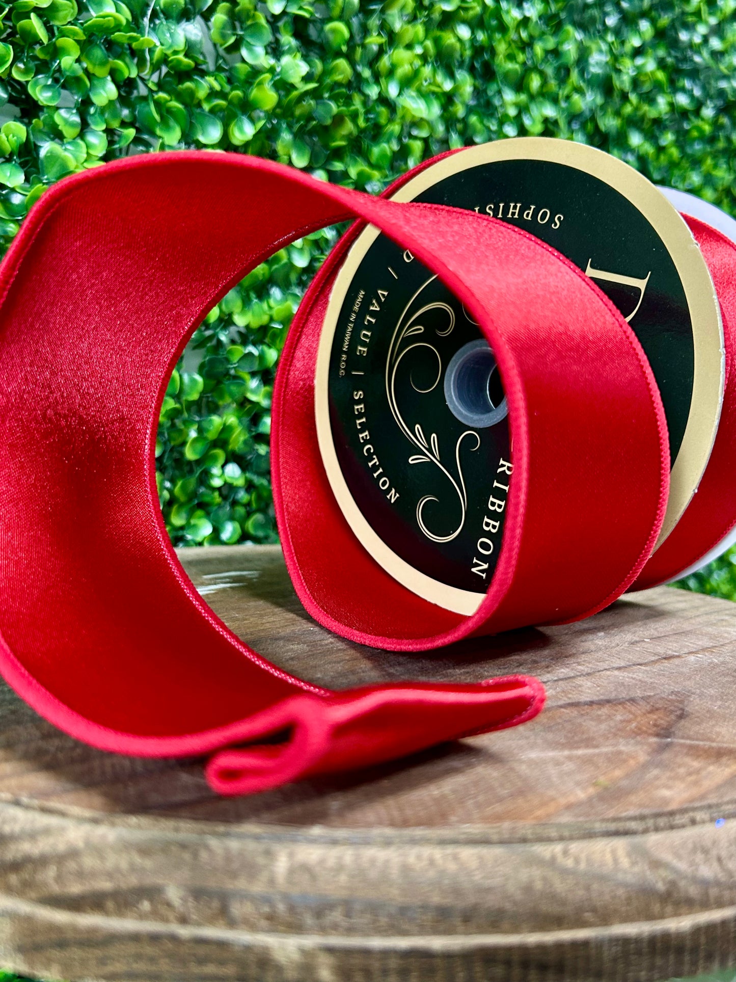 2.5 Inch By 10 Yard Red Satin Fused Ribbon