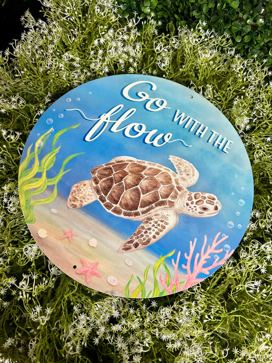 12 Inch Metal Go With The Flow Sign