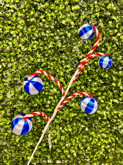 19 Inch Blue And White Ball Ornament Spray