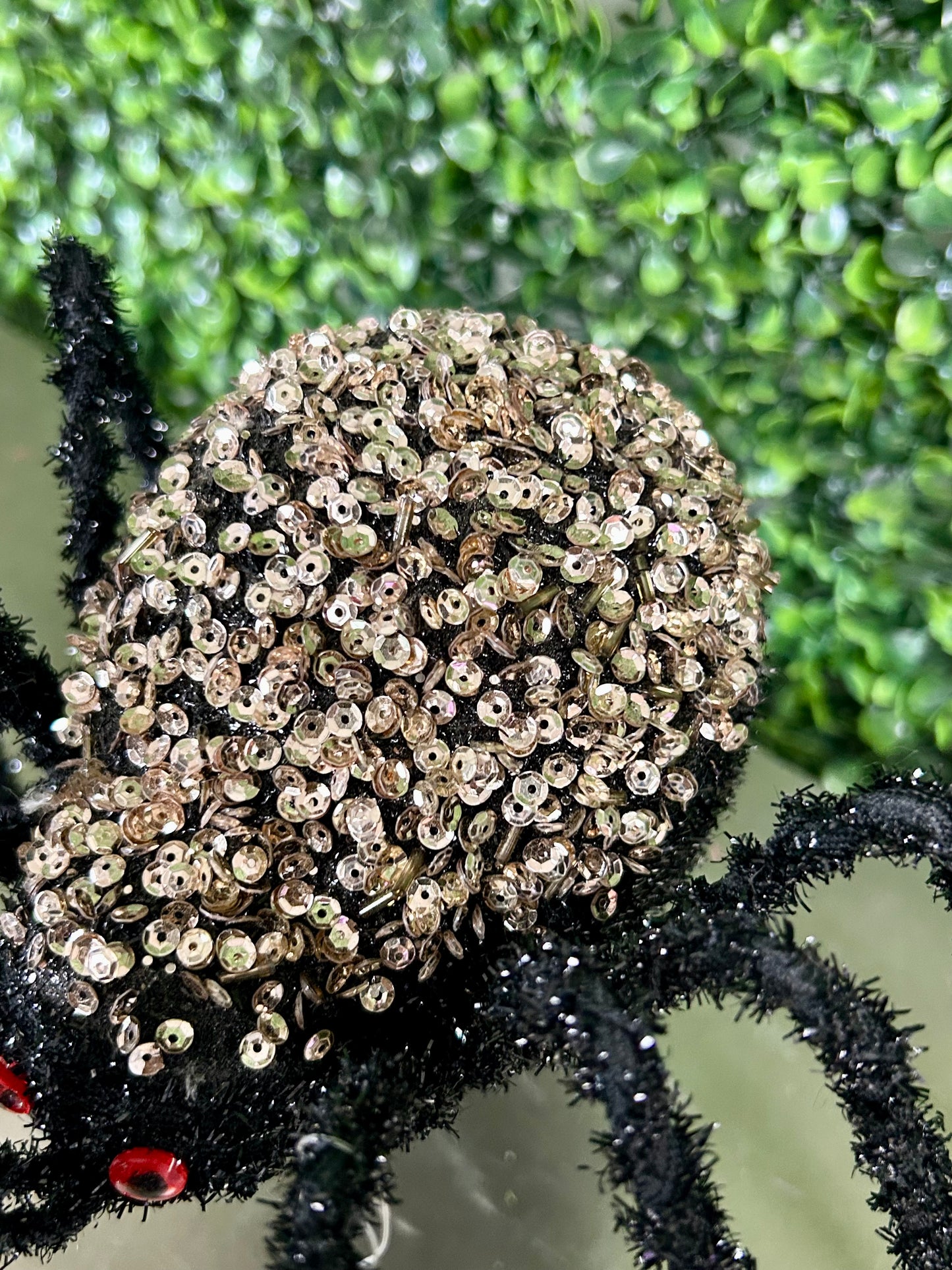 9 Inch Black And Champagne Beaded Spider