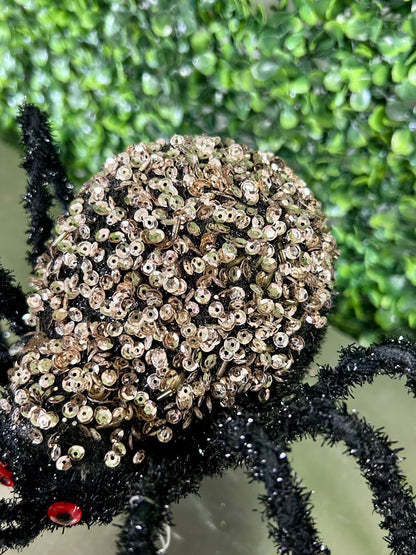 9 Inch Black And Champagne Beaded Spider