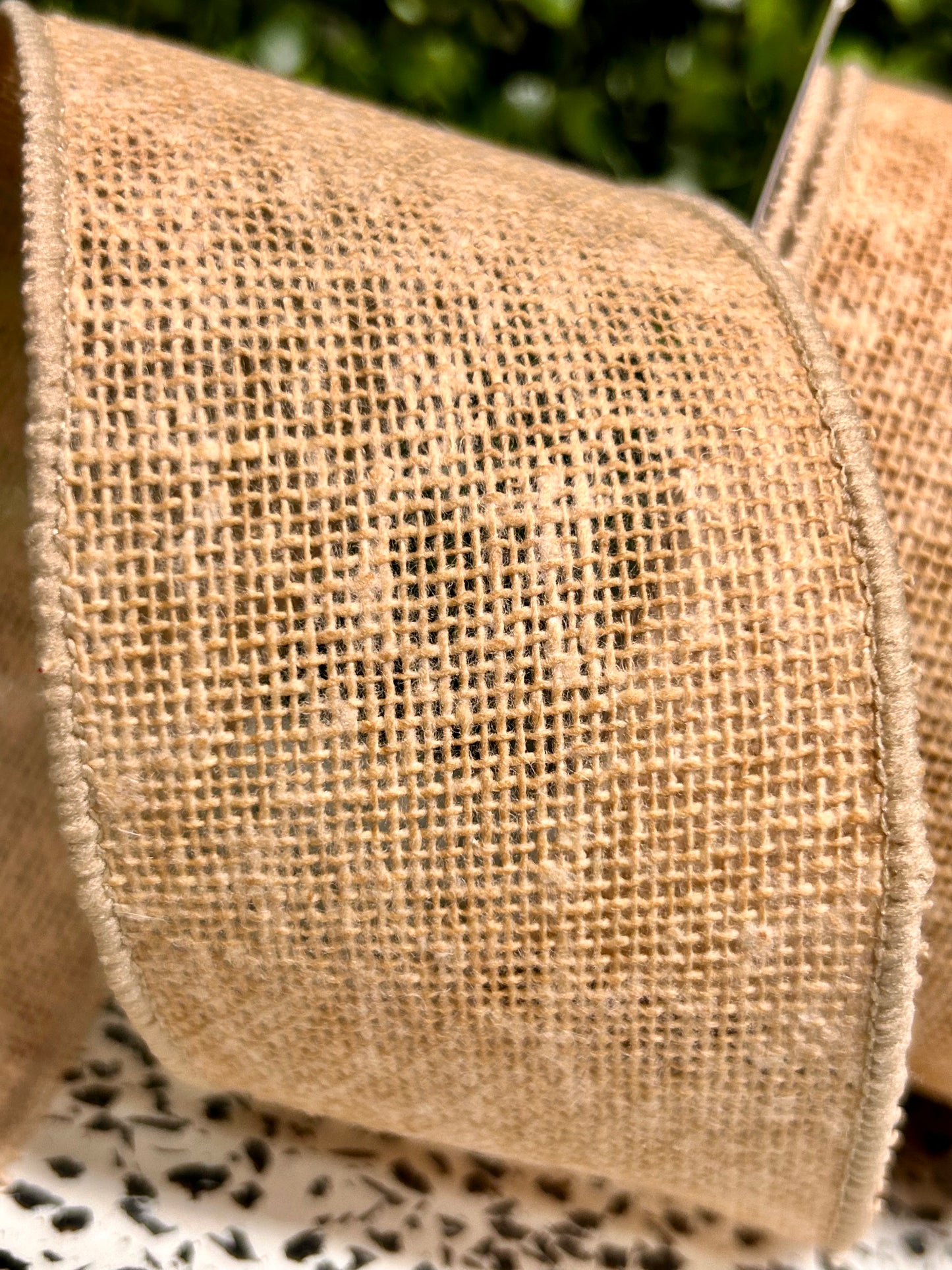 2.5 Inch By 10 Yard Beige Faux Burlap Ribbon