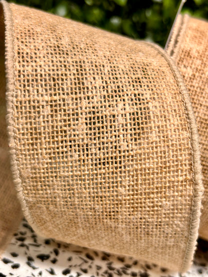 2.5 Inch By 10 Yard Beige Faux Burlap Ribbon