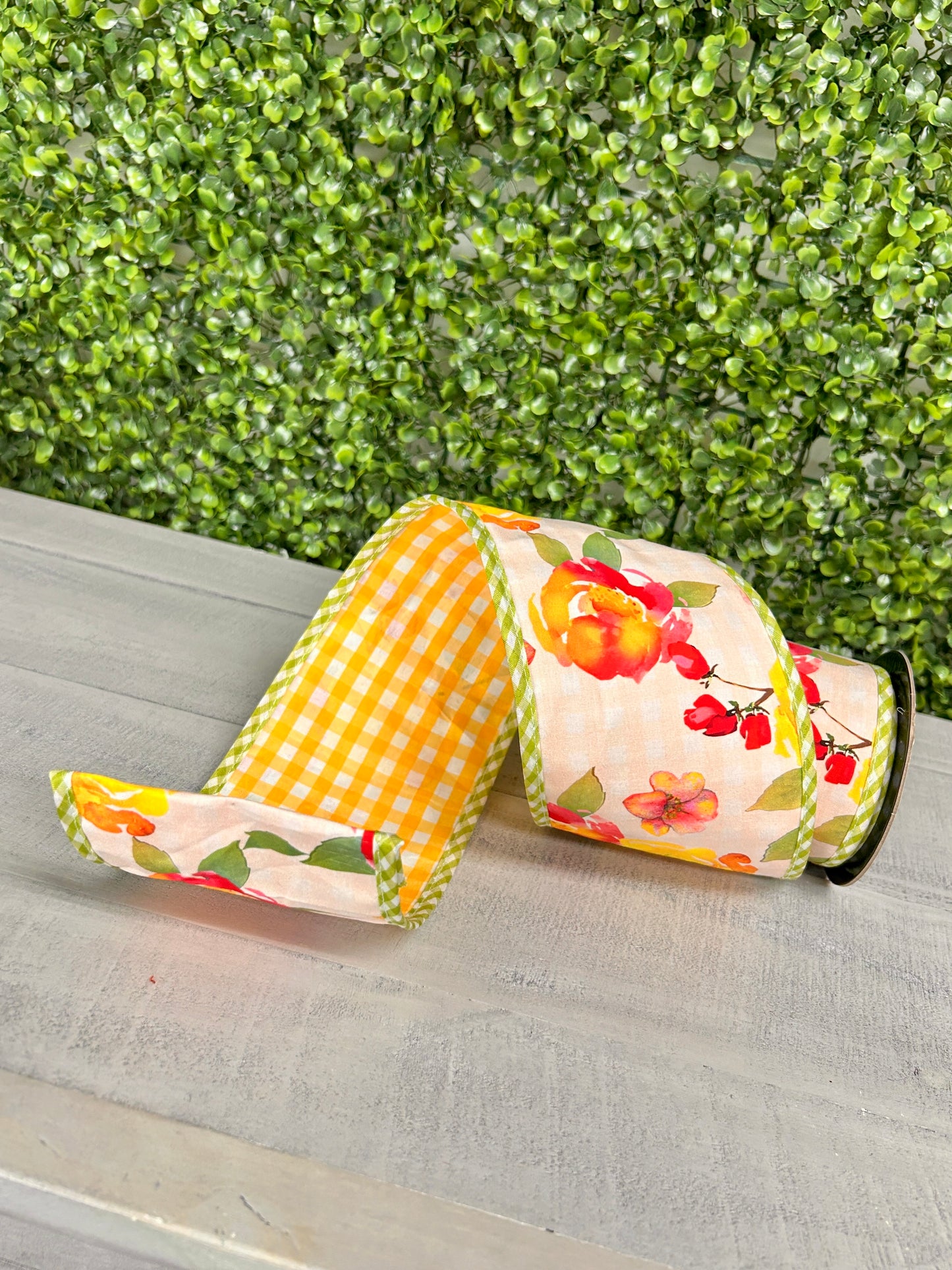 4 Inch By 5 Yard Summer Rose Nasturitum Ribbon