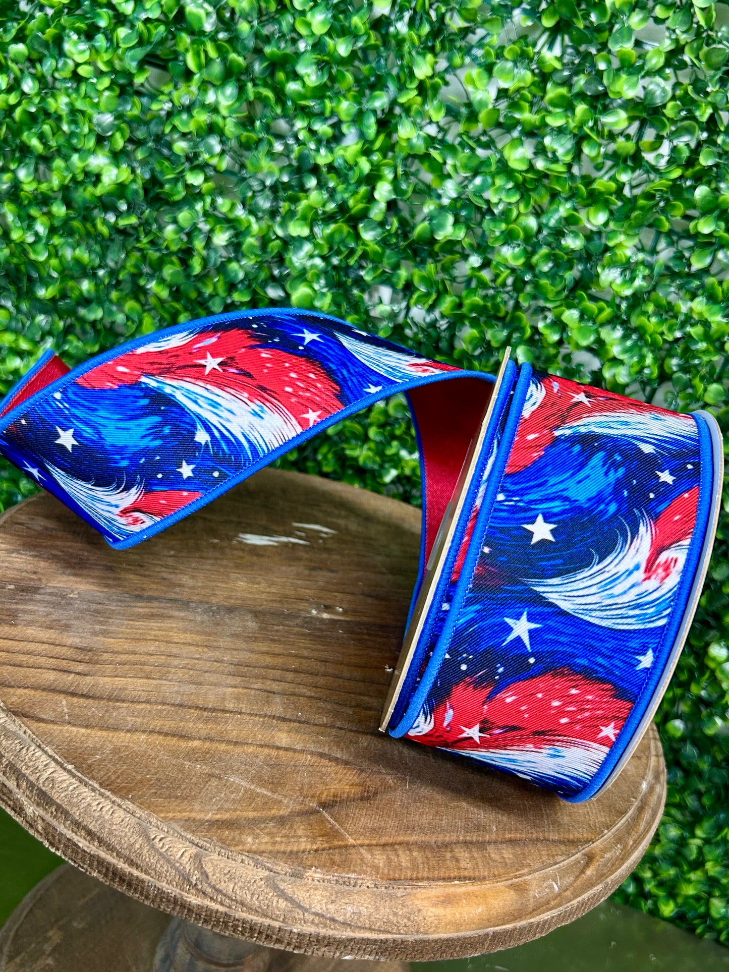 2.5 Inch By 10 Yard Patriotic Cosmic Stars Fused Ribbon