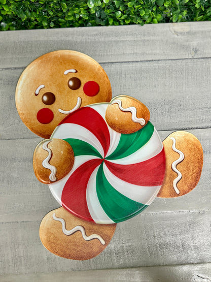 12 Inch Red And Emerald Gingerbread Candy Sign