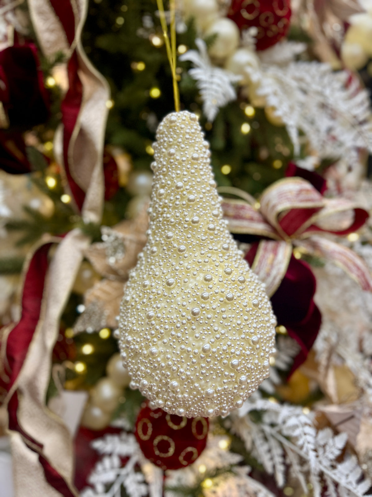 13 Inch Pearl Teardrop Hang Decor