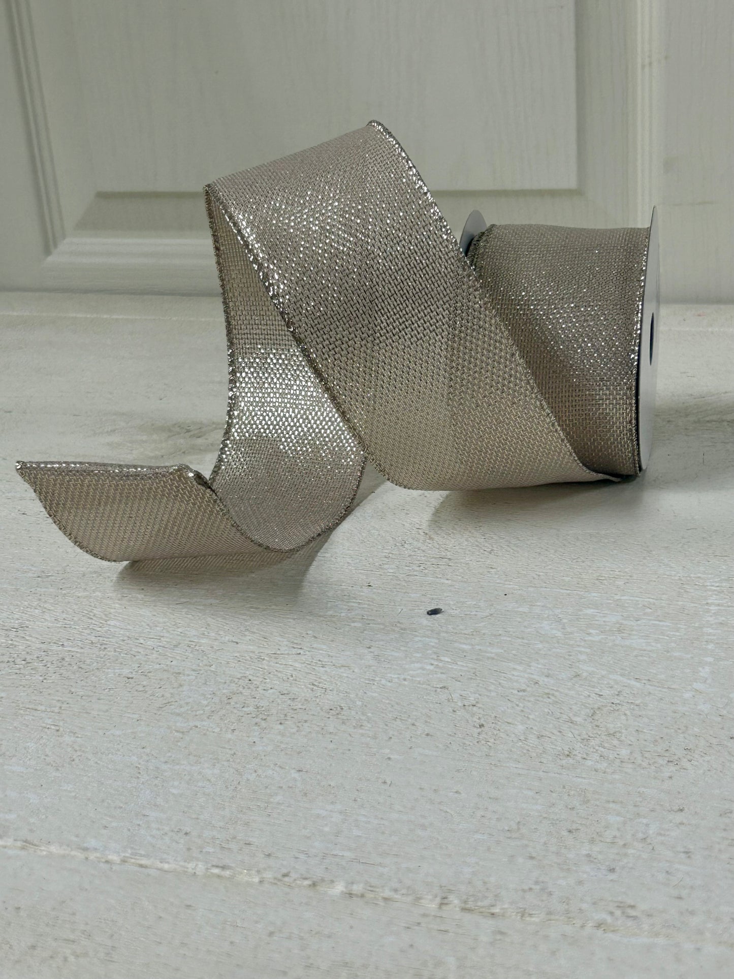 2.5 Inch By 10 Yard Champagne Metallic Ribbon