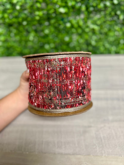 4 Inch By 10 Yard Hot Pink With Metallic Gold Backing Ribbon