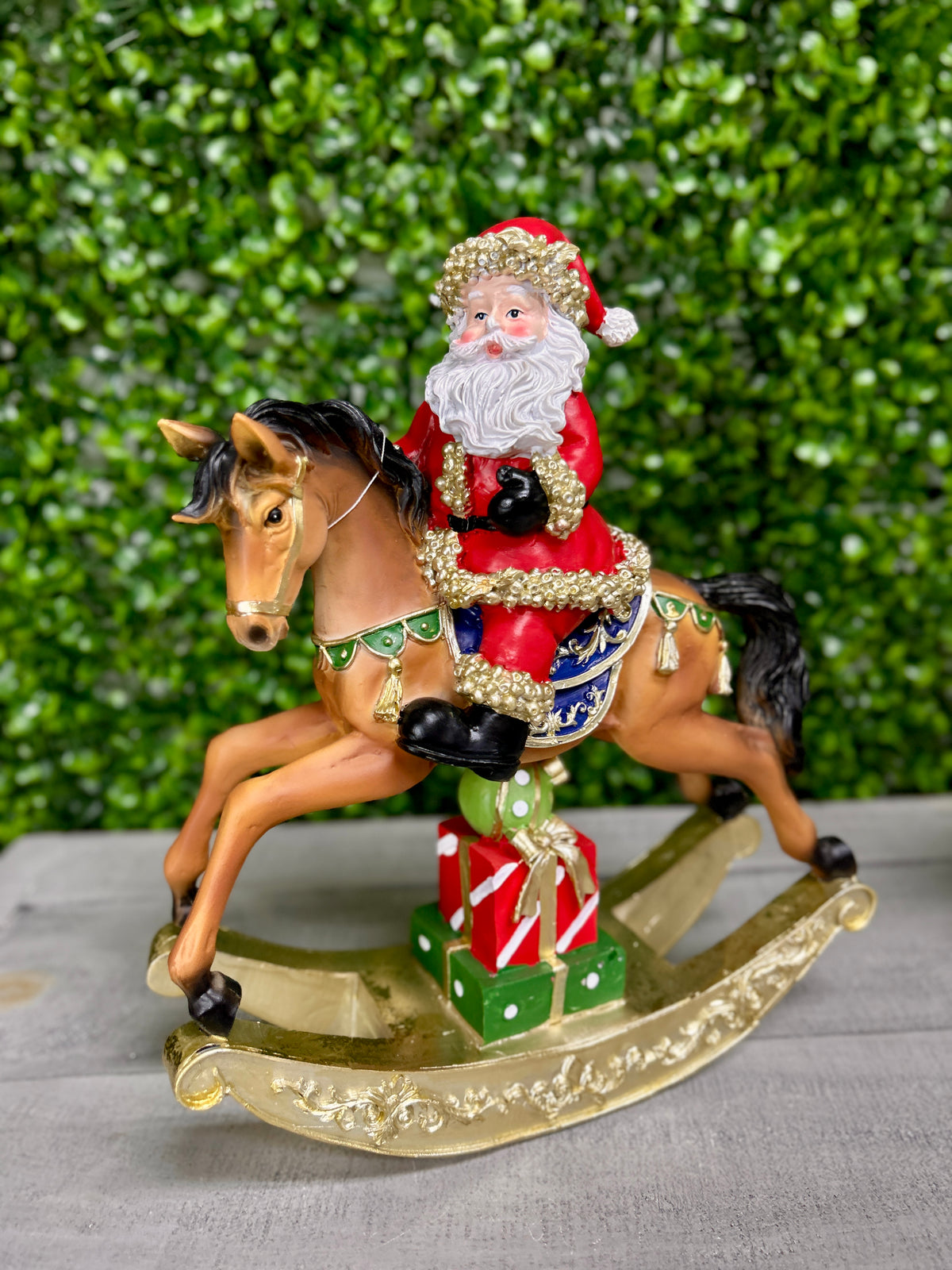 11 Inch Resin Holiday Santa Riding On Deer And Horse Two Styles