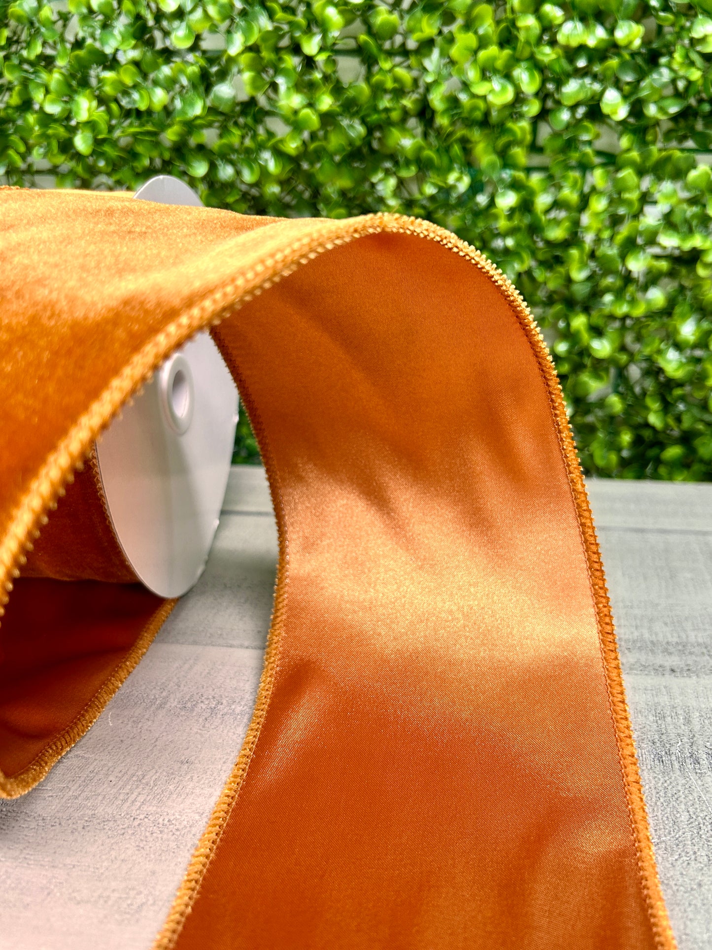 4 Inch By 10 Yard Burnt Sienna Deluxe Velvet With Satin Backing Ribbon