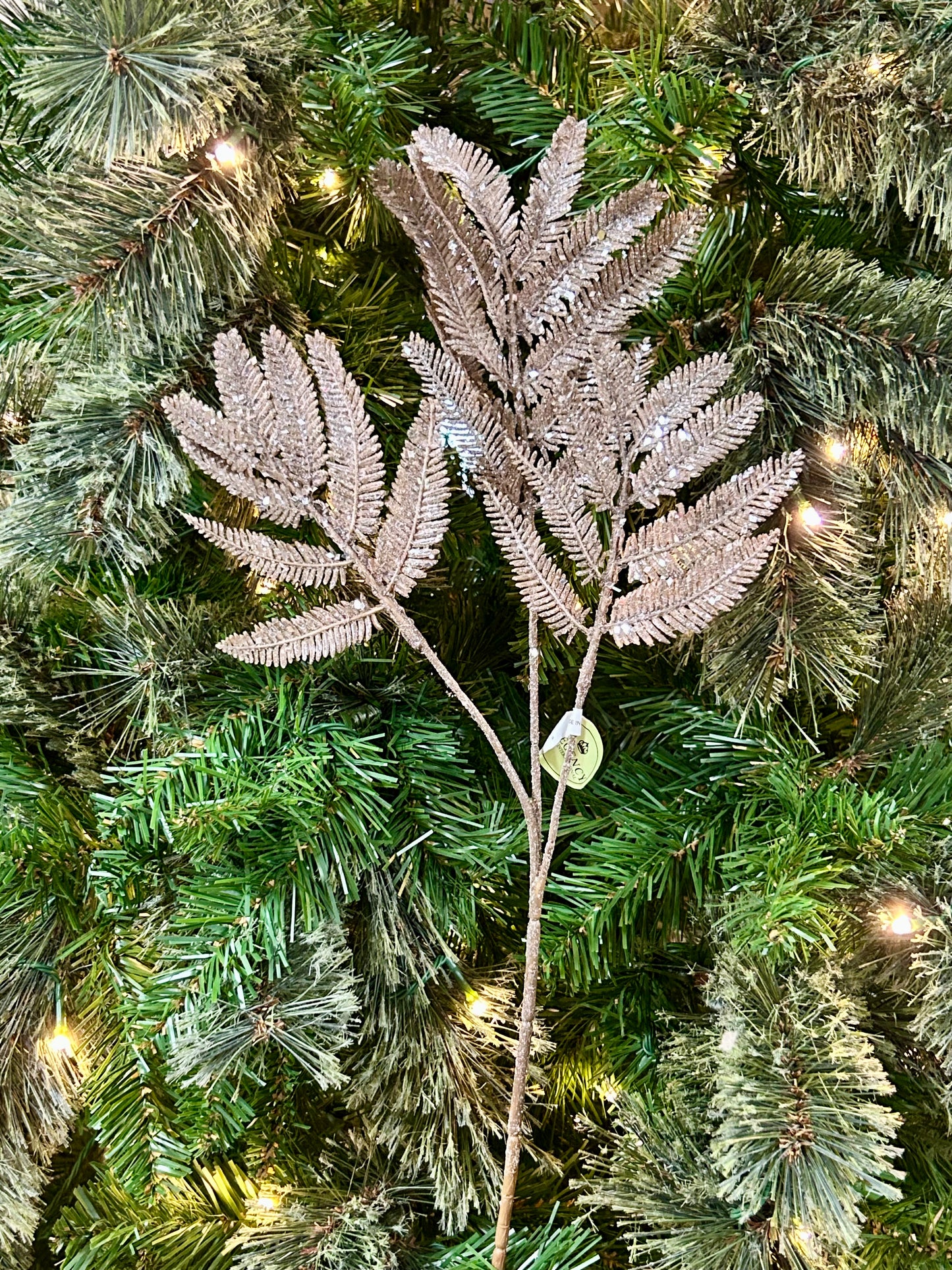 20 Inch Grey Winter Forest Fern Spray