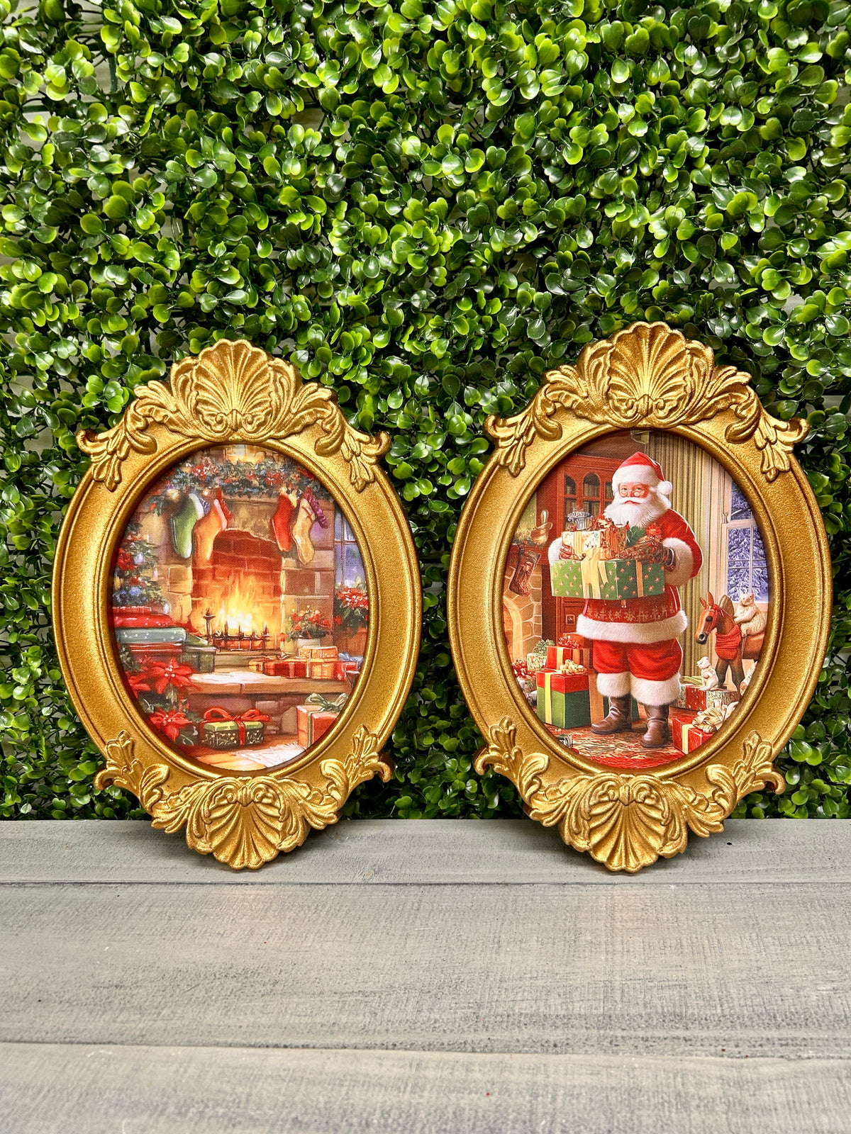 8 By 12 Inch Framed Santa Mantle Christmas Eve Art Two Styles
