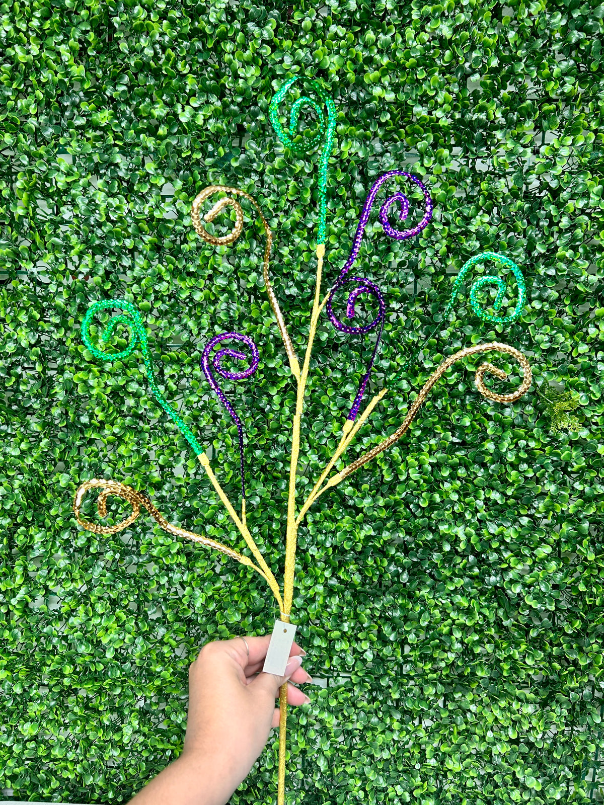 29.5 Inch Mardi Gras Laser Sequin Coil Spray