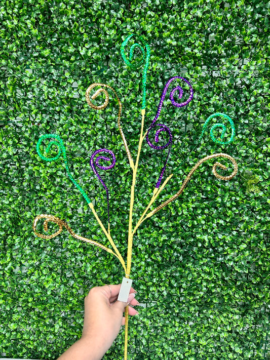 29.5 Inch Mardi Gras Laser Sequin Coil Spray