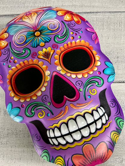 10 Inch Purple Embossed Sugar Skull Sign