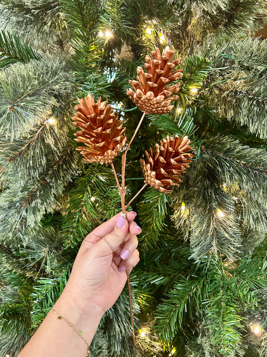 17 Inch Copper Artificial Pinecone Spray