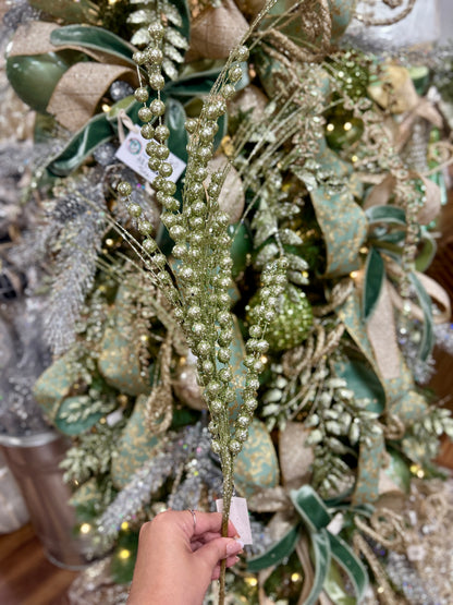 28" Mint Glitter Berry Spray