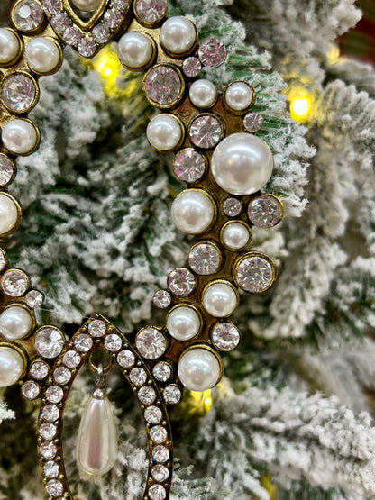 Hanging Gold Pearl Ornament Clip