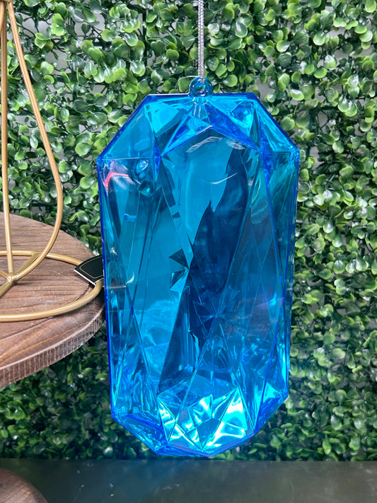 8 Inch Blue Acrylic Rectangle Diamond Ornament