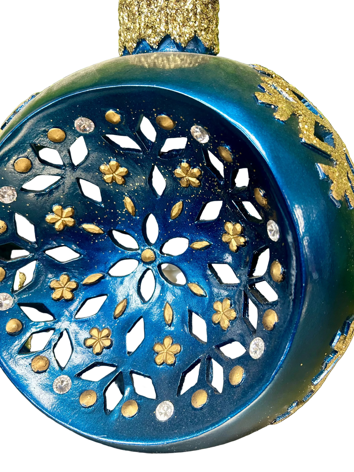 Kringle Express Concave Blue Ornament Luminary With Snowflake