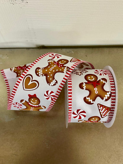 2.5 Inch By 10 Yard Gingerbread Stripe Ribbon