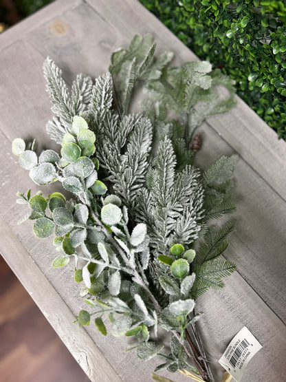 32 Inch Green Flocked Pine Bundle