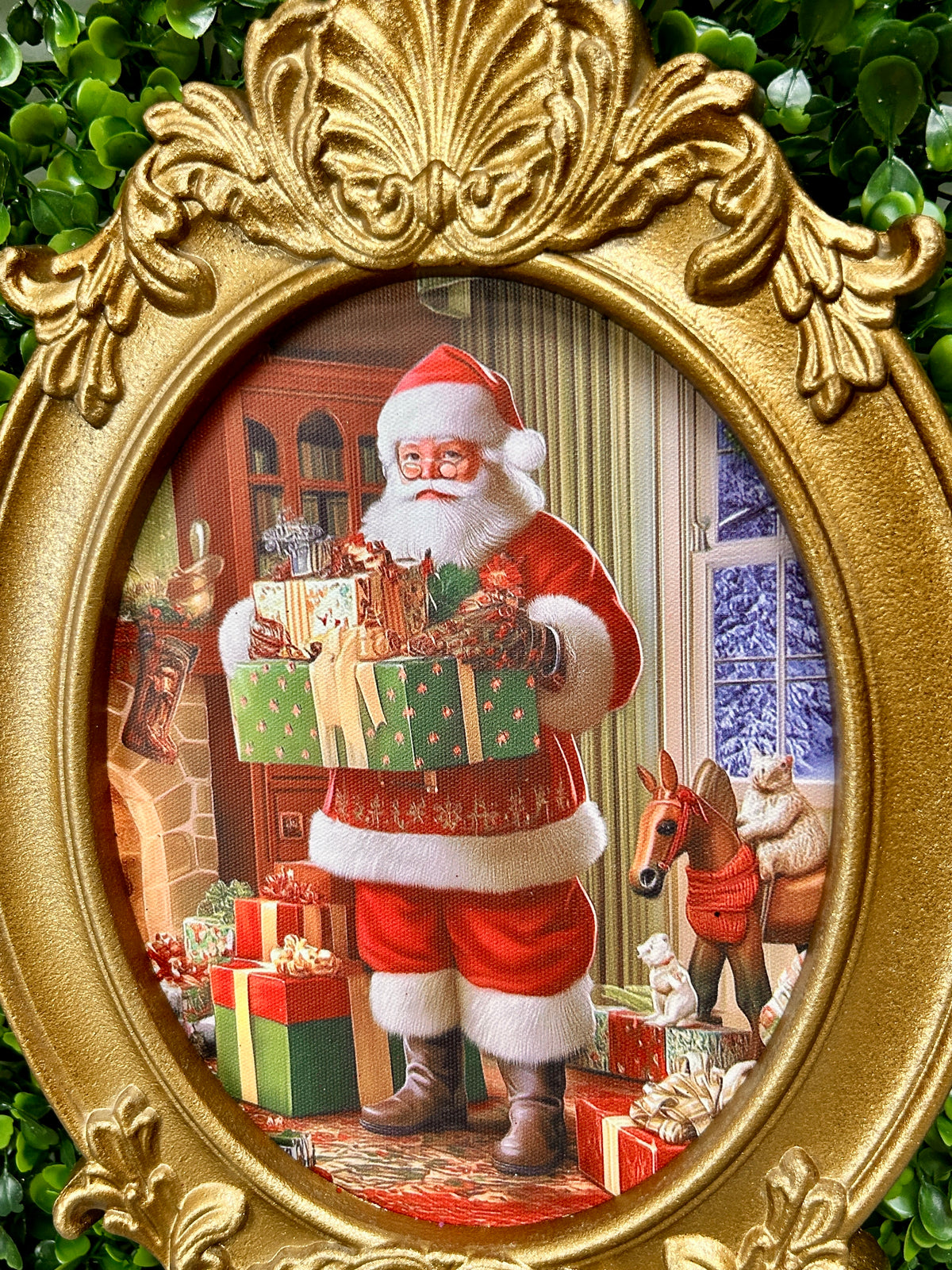 8 By 12 Inch Framed Santa Mantle Christmas Eve Art Two Styles